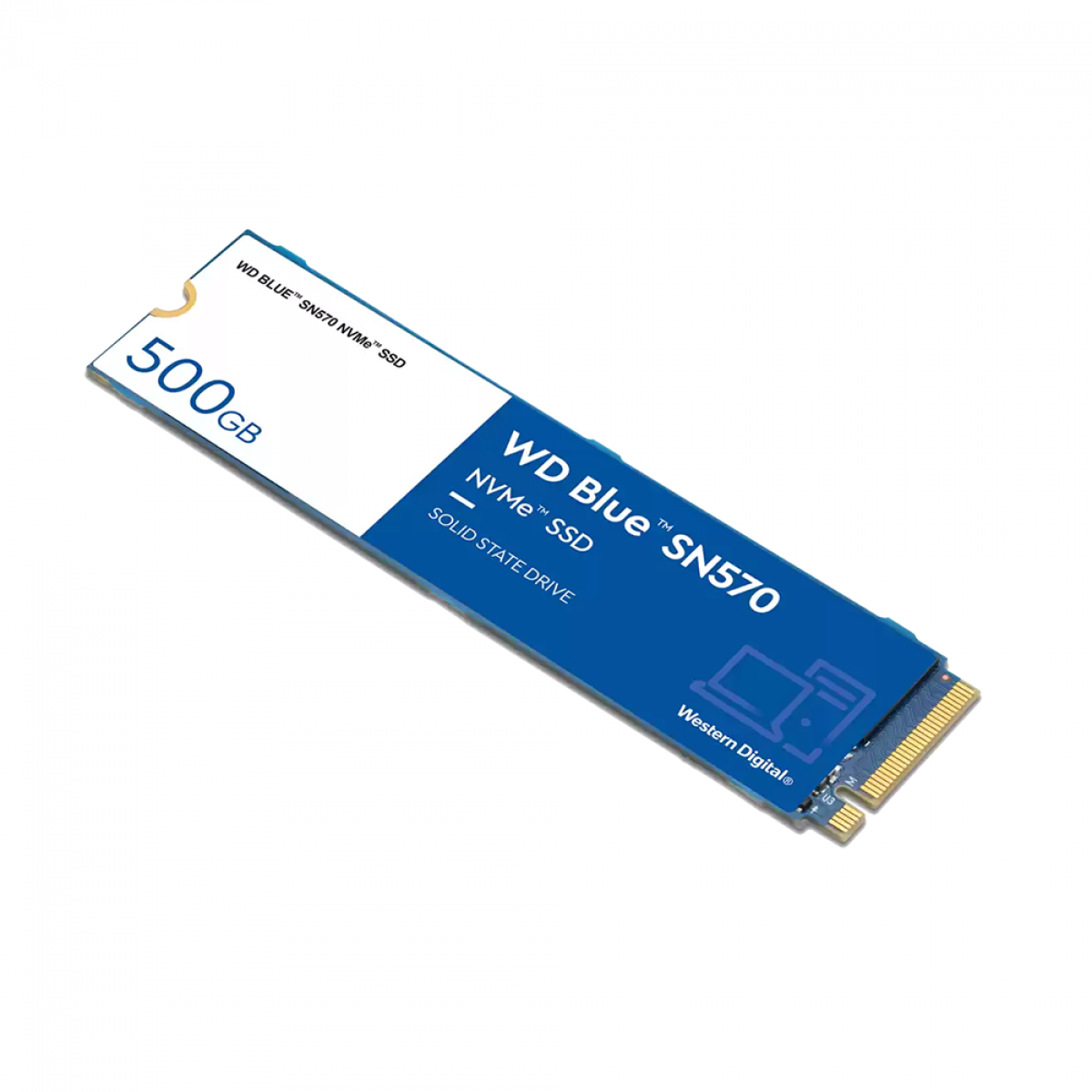 SSD WD Blue SN570 NVMe M.2, 500GB, PCIe Gen3 x4, NVMe v1.4, Leitura 3500MBs e Gravação 2300MBs, WDS500G3B0C