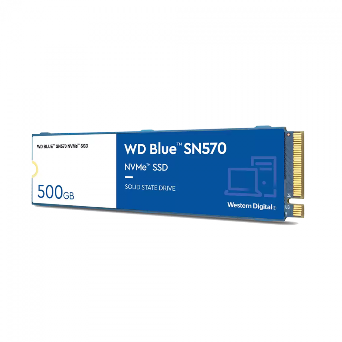 SSD WD Blue SN570 NVMe M.2, 500GB,  PCIe Gen3 x4, NVMe v1.4, Leitura 3500MBs e Gravação 2300MBs, WDS500G3B0C