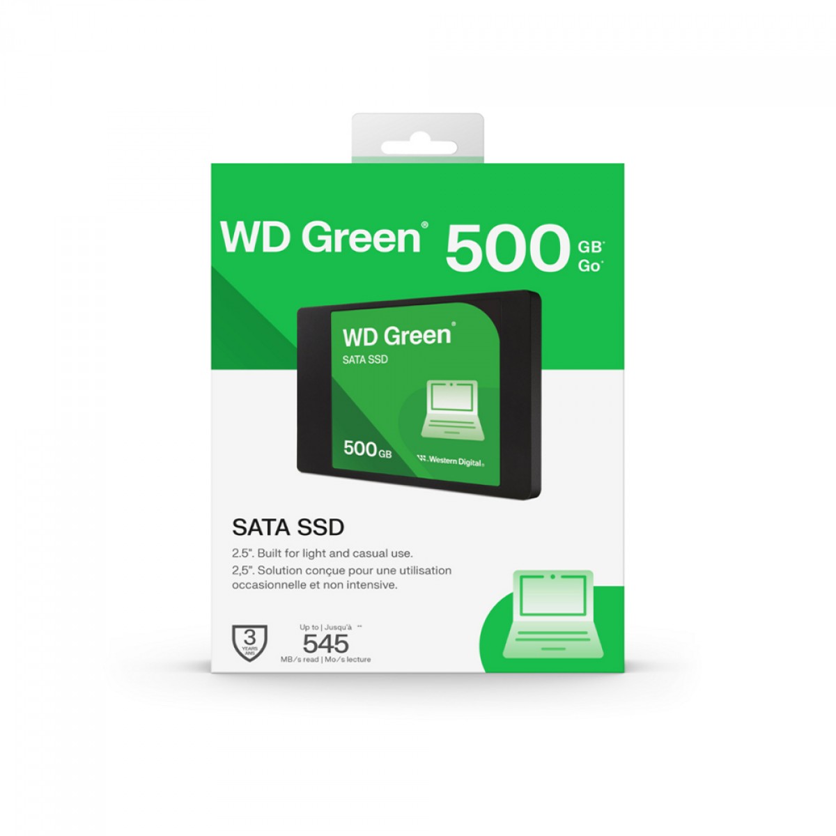 SSD WD Green 500GB, Sata III, Leitura 545MBs e Gravação 505MBs, WDS500G5G0A