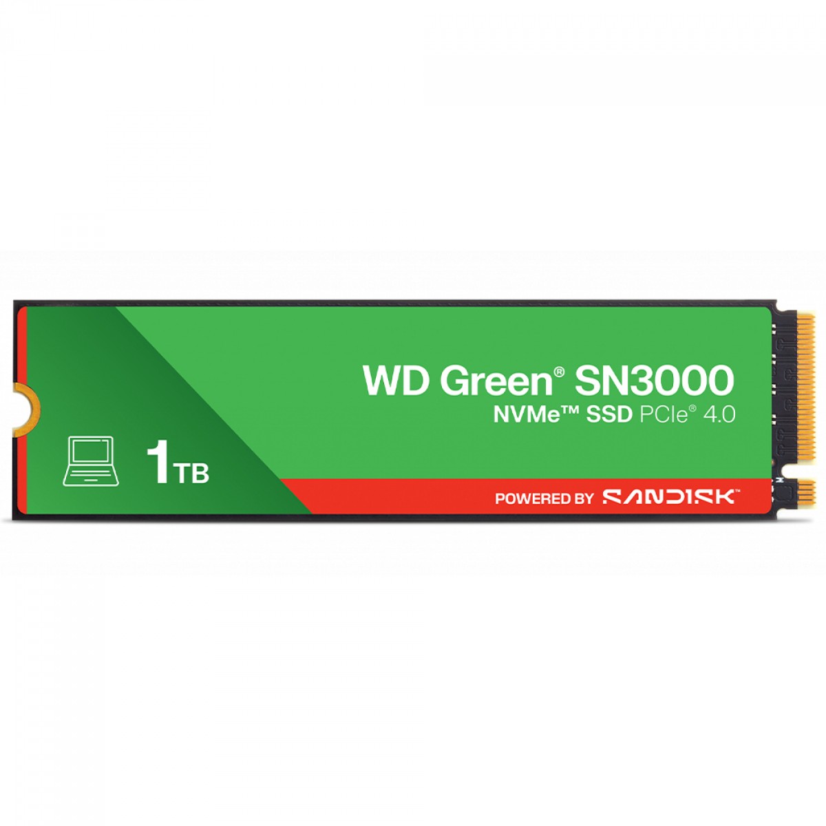 SSD WD Green SN3000, 1TB, M.2 NVMe, Leitura 5000MB/s e Gravação 4200MB/s, WDS100T4G0E