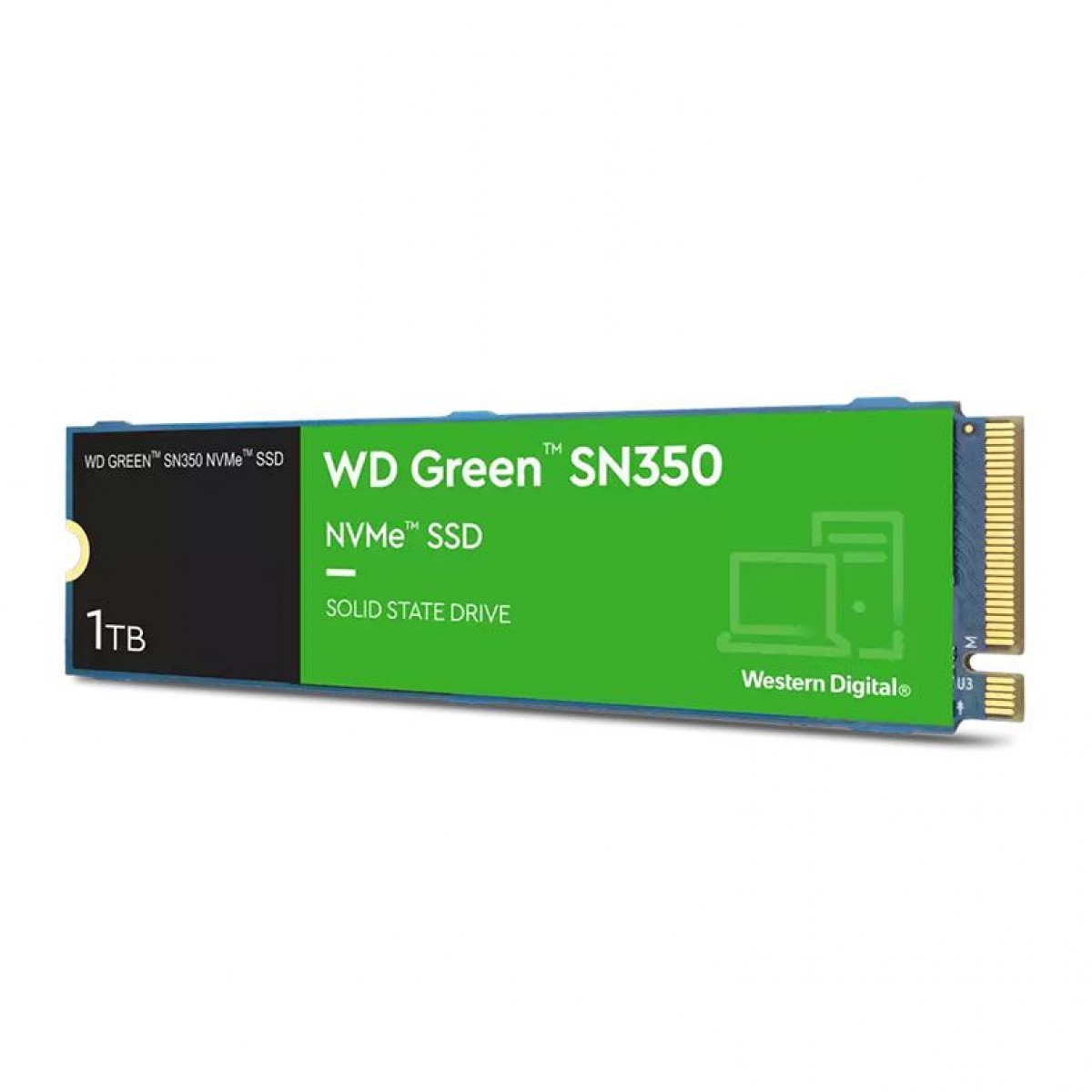 SSD WD Green SN350, 1TB, M.2 NVMe, Leitura 3200MB/s e Gravação 2500MB/s, WDS100T3G0C