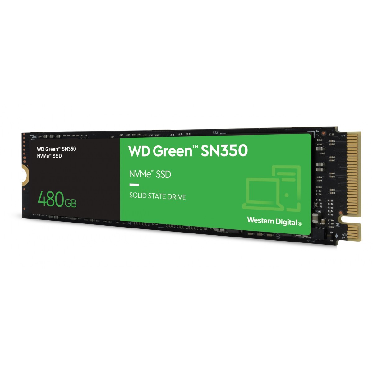 SSD WD Green SN350, 480GB, M.2 NVMe, Leitura 2400MBs e Gravação 1650MBs + Copo WD Green