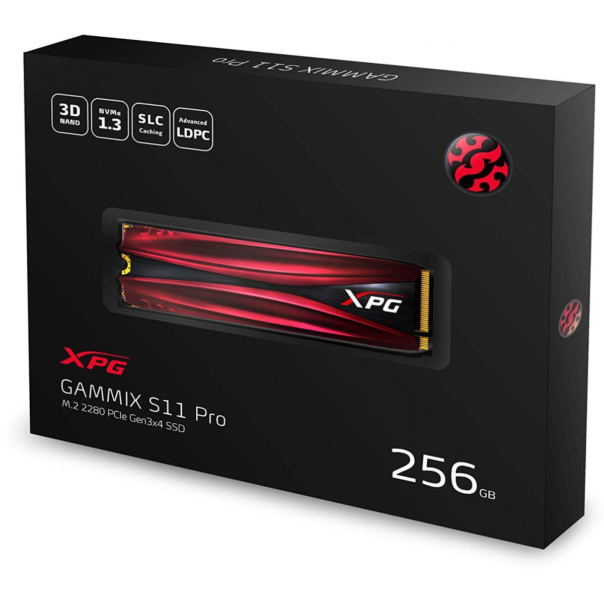 SSD XPG Gammix S11 Pro, 256GB, M.2 2280, NVMe, Leitura: 3500MBs e Gravação: 1200MBs, AGAMMIXS11P-256GT-C