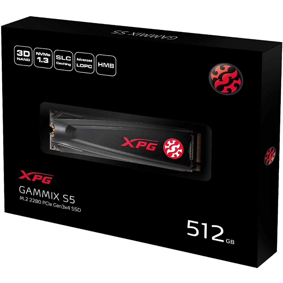 SSD XPG Gammix S5, 512GB, M.2 2280, NVMe, Leitura: 2100MBs e Gravação: 1500MBs, AGAMMIXS5-512GT-C