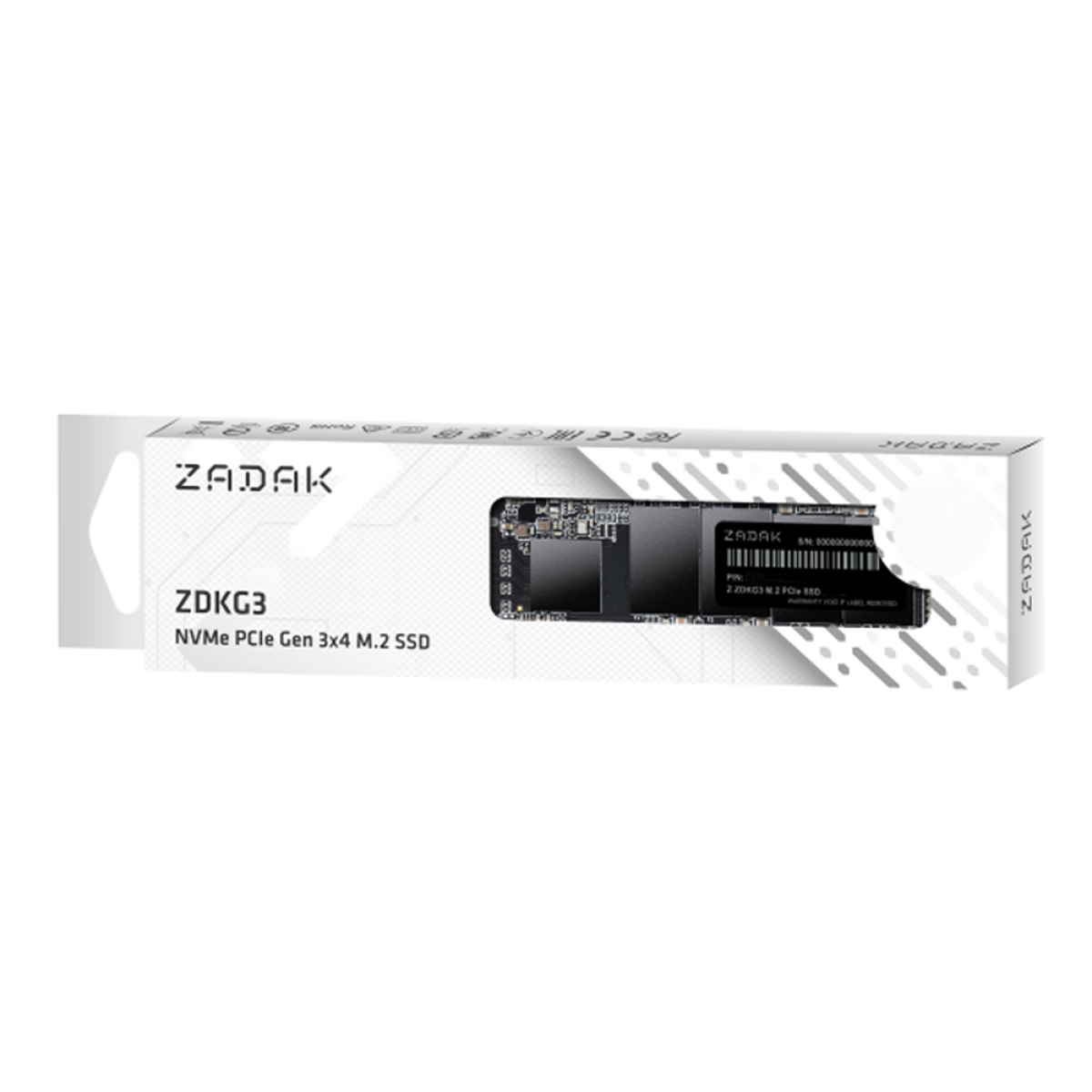 SSD Zadak ZDKG3 1TB, PCIe Gen 3x4 M.2 NVMe, Leitura 3000MBs e Gravação 2000MBs, ZS1TBZDKG3-1