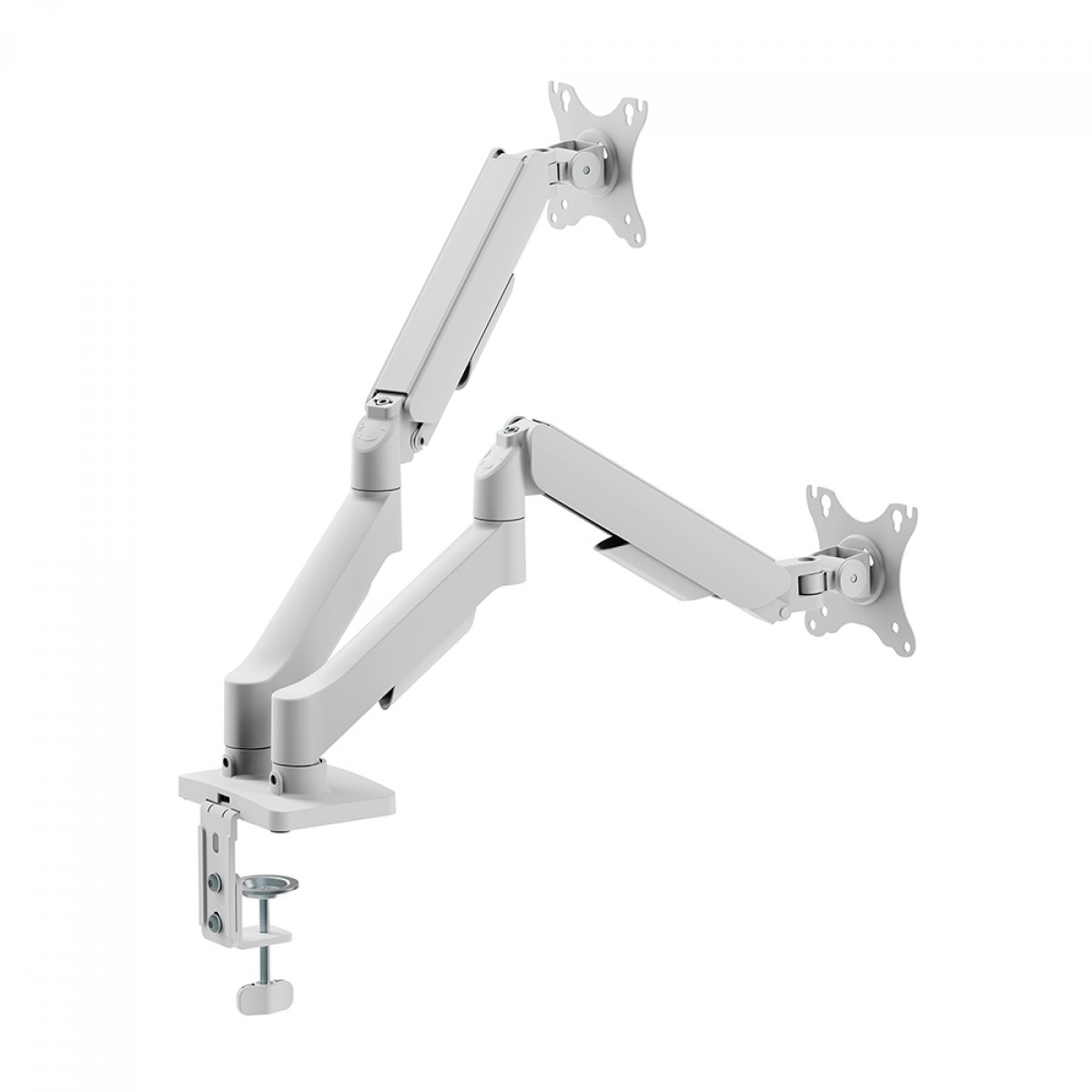 Suporte de Mesa Bluecase Ergo Flexy, Articulado, Com Conectores USB, Para Dois Monitores de 17" a 32", Branco, BSMTS02U-1WBX