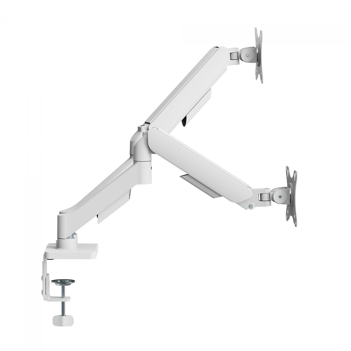 Suporte de Mesa Bluecase Ergo Flexy, Articulado, Com Conectores USB, Para Dois Monitores de 17" a 32", Branco, BSMTS02U-1WBX