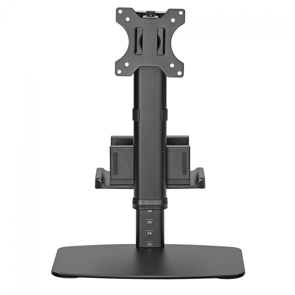 Suporte de Mesa Bluecase, Pedestal Ajustável, Com Suporte Para Mini PC, Compatível com Monitores de 17" a 27", BSFS01-1BBX