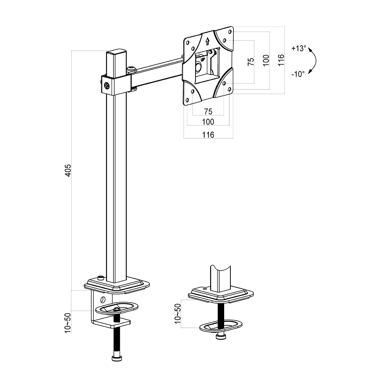 Suporte de Mesa Dr. Office Titan D01, Ergonômico, Para Monitores de Até 32 Pol, DR-MA-D01T1M0K32INN10BN
