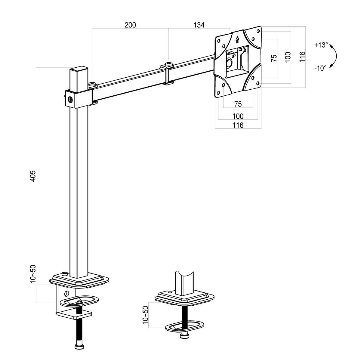 Suporte de Mesa Dr. Office Titan D05, Ergonômico, Para Monitores de Até 32 Pol, DR-MA-D05T1M0K32INN10BN