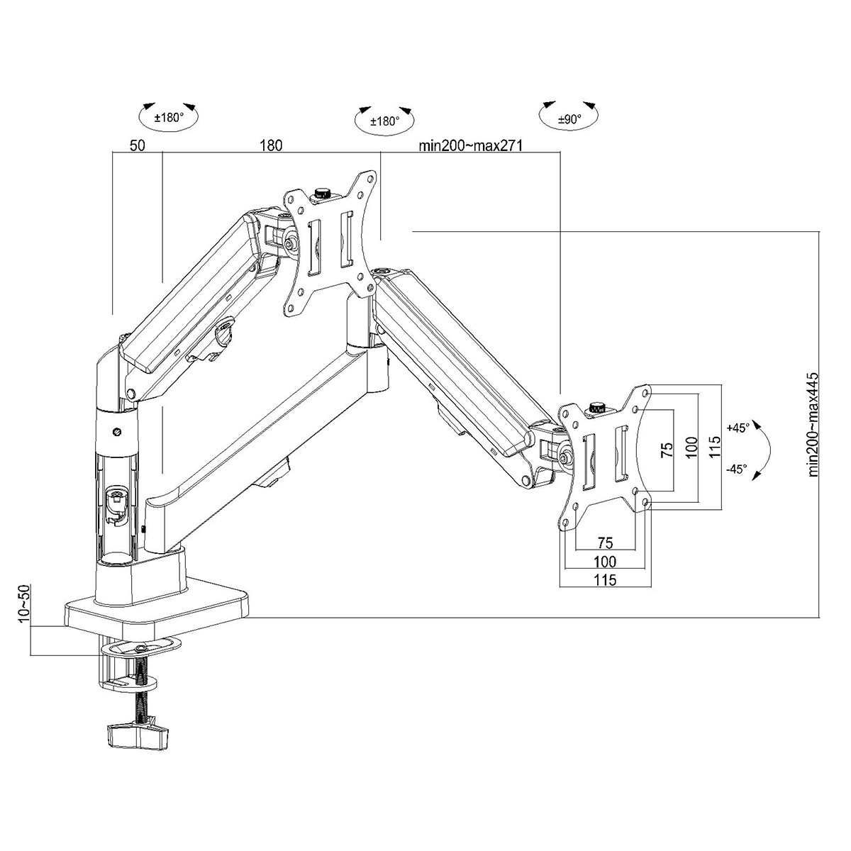 Suporte de Mesa Dr. Office Titan Z120 White, Articulado, Com Pistão, Para 2 Monitores de Até 32 Pol, Branco, DR-MA-Z12T2M0K32INN10WN