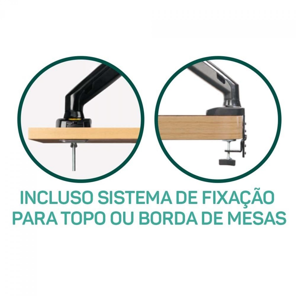 Suporte de Mesa ELG, Ergonômico, Articulado, Com Pistão, Para 2 Monitores de 17" a 35", F180USB