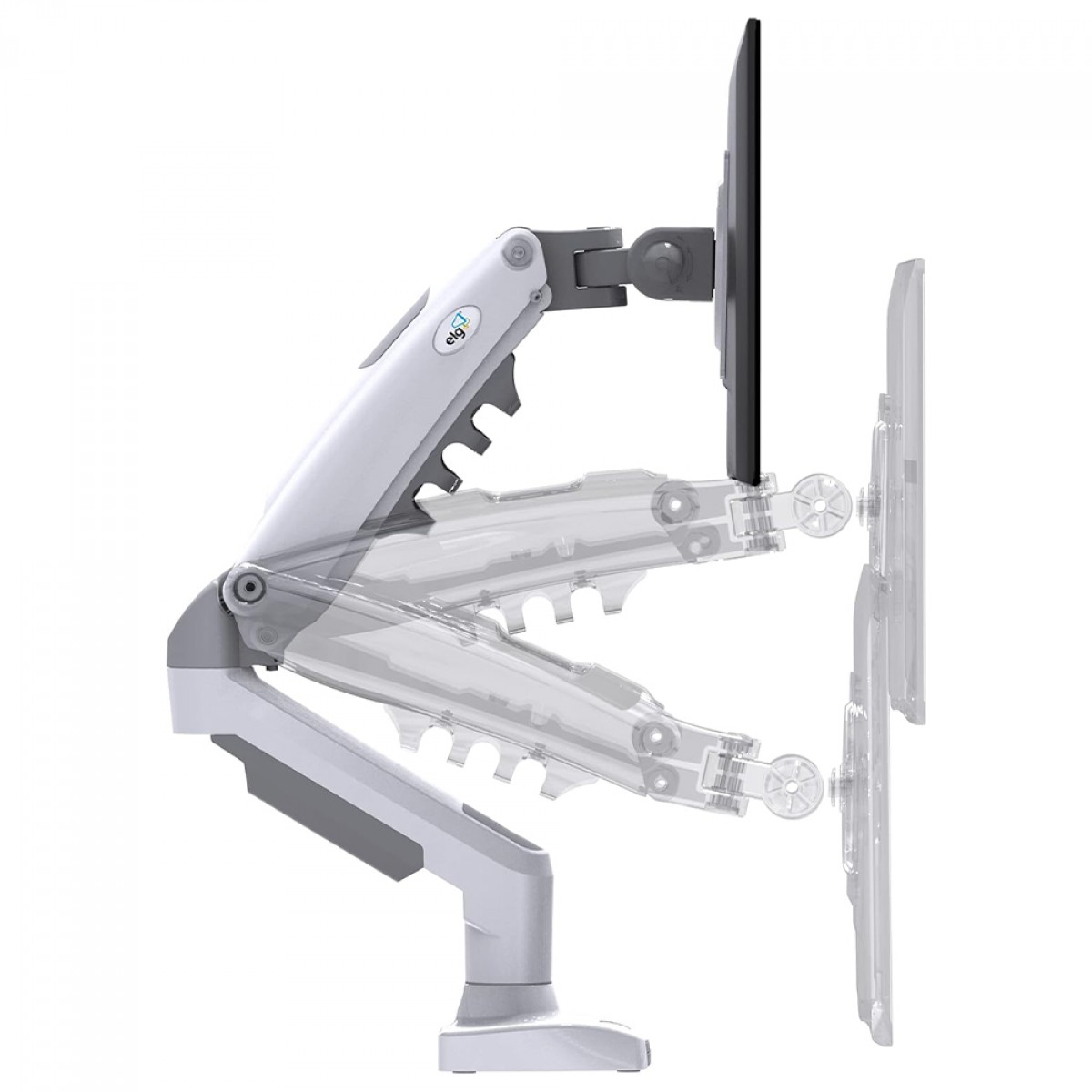 Suporte de Mesa ELG F80W, Articulado, Com Pistão, Para Monitores 17 Até 35 Pol, Branco