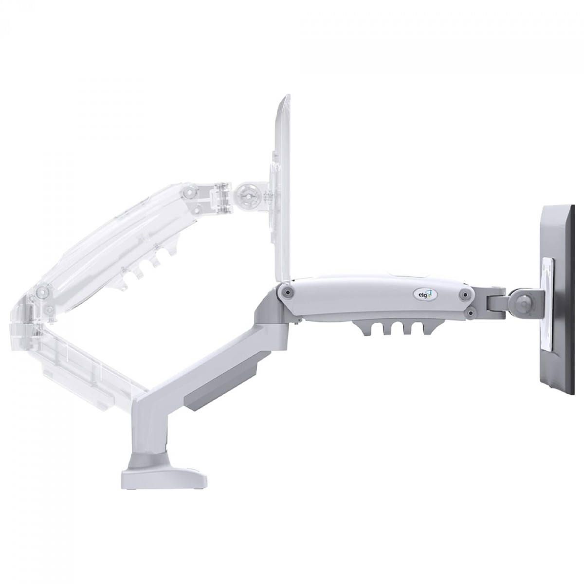 Suporte de Mesa ELG F80W, Articulado, Com Pistão, Para Monitores 17 Até 35 Pol, Branco