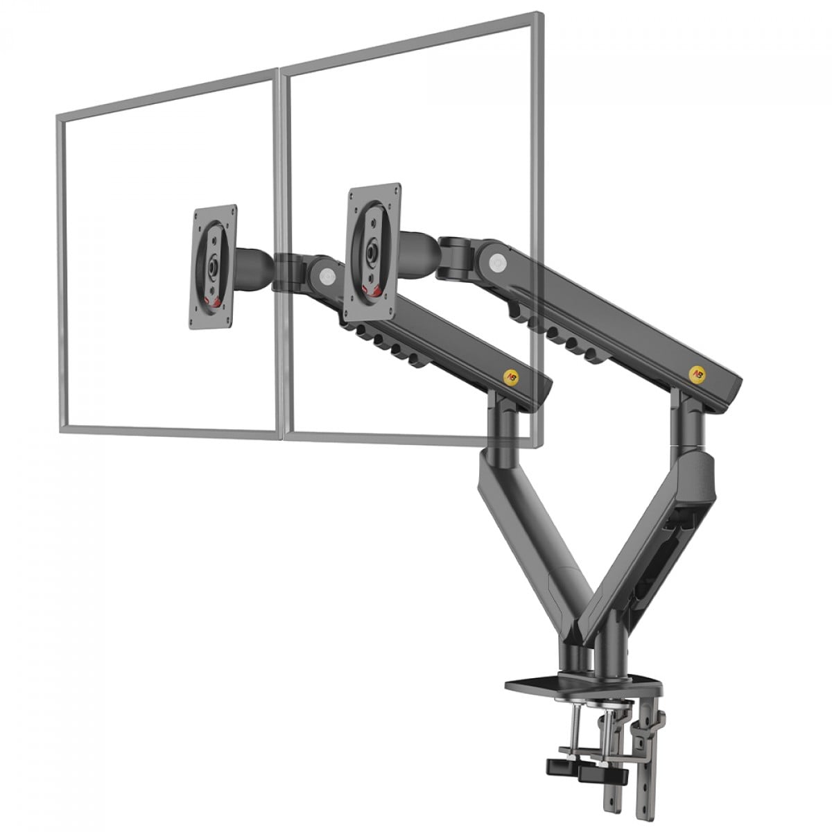 Suporte de Mesa Ergonômico North Bayou Dual Arm A5-C, Articulado, Para 2 Monitores de 17 Até 32 Pol, Preto
