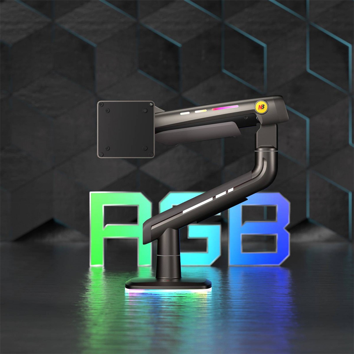 Suporte de Mesa Ergonômico North Bayou F5-G, RGB, Articulado, Para Monitores de 32 Até 60 Pol, Preto