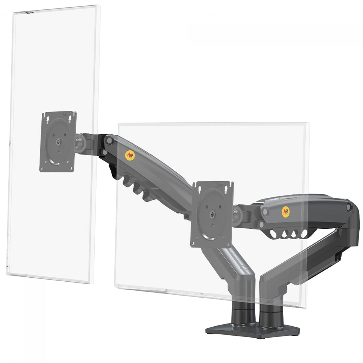 Suporte de Mesa North Bayou F160, Articulado, Com Pistão, Para 2 Monitores 17 Até 27 Pol, Preto