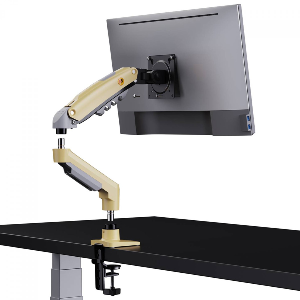 Suporte de Mesa North Bayou F80, Articulado, Com Pistão, Para Monitores 17 Até 30 Pol, Amarelo