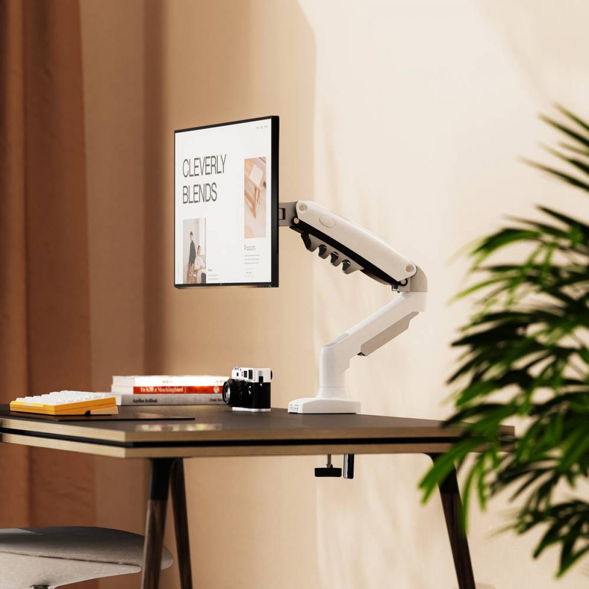 Suporte de Mesa North Bayou F80, Articulado, Com Pistão, Para Monitores 17 Até 30 Pol, Branco