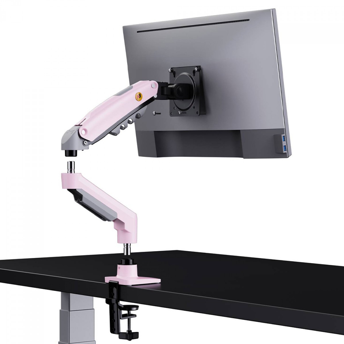 Suporte de Mesa North Bayou F80, Articulado, Com Pistão, Para Monitores 17 Até 30 Pol, Rosa