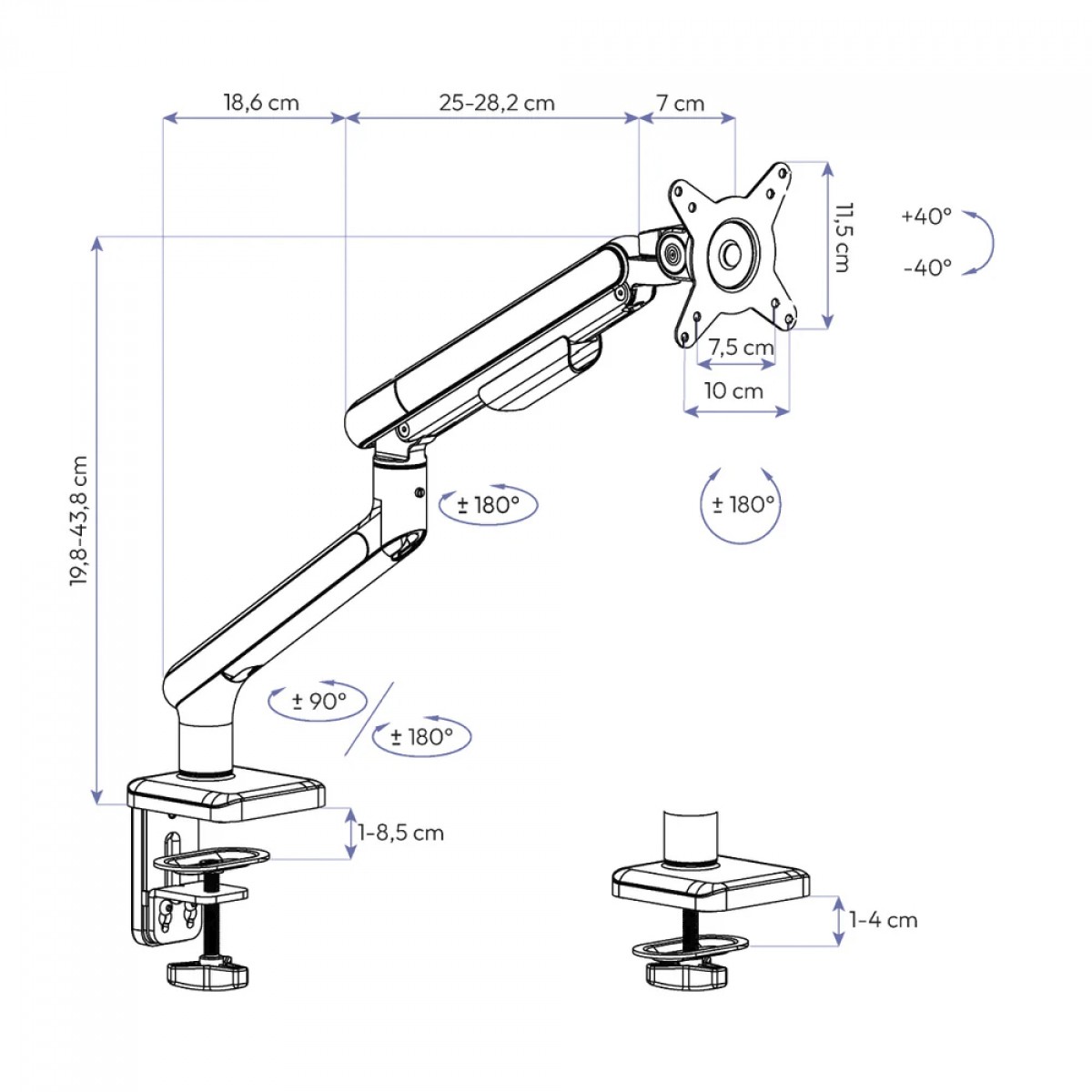 Suporte de Monitor Elements Aice, Articulado, Preto 