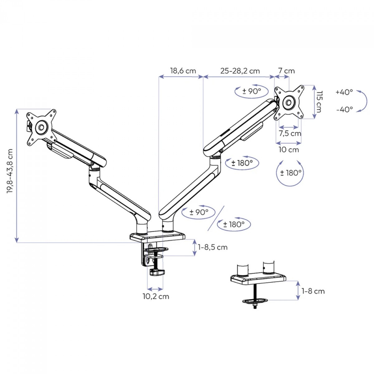 Suporte de Monitor Elements Aice Duo, Articulado, Preto