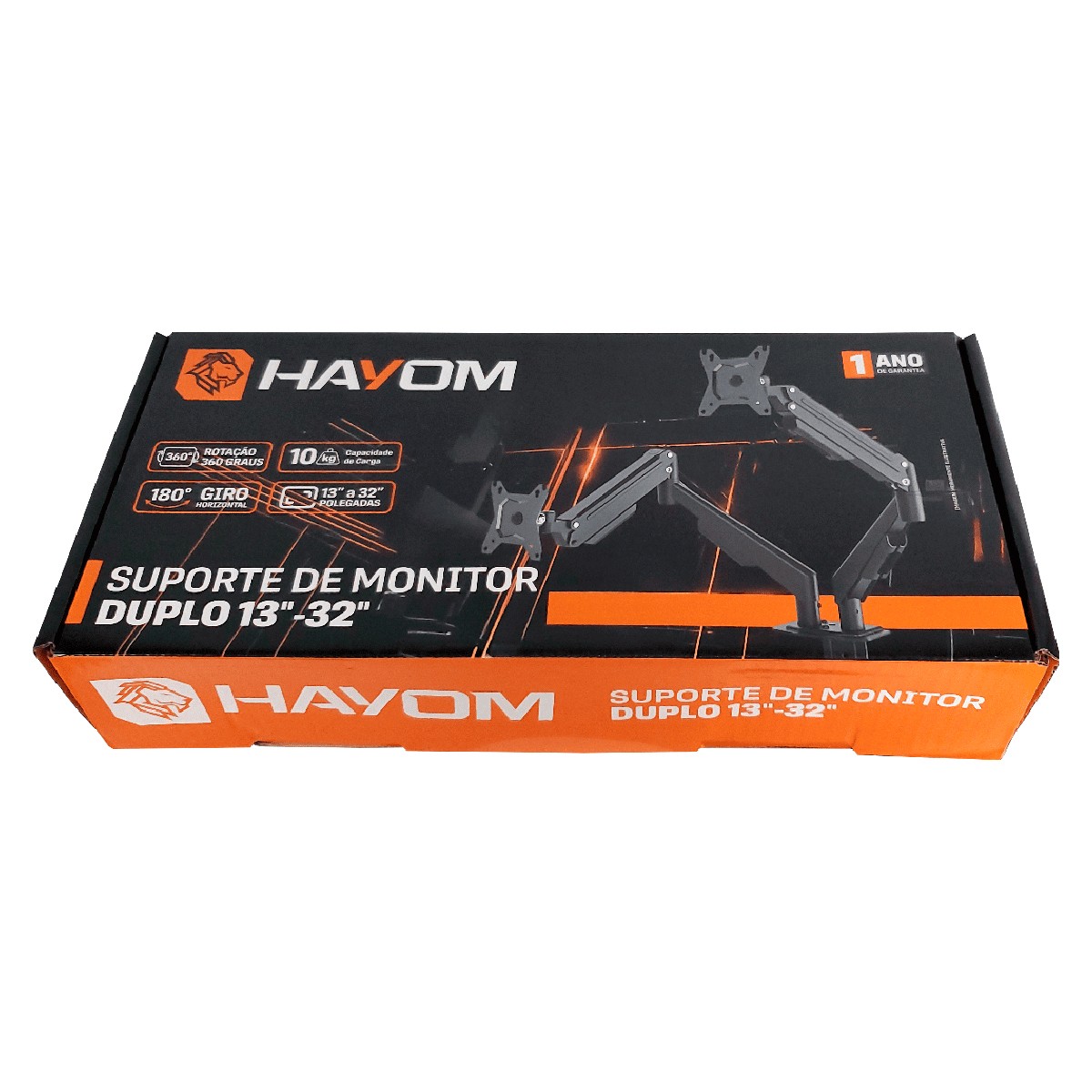 Suporte de Monitor Hayom Duplo, Articulado, Para Monitores de 13 Até 32 Polegadas, Preto, TV8001