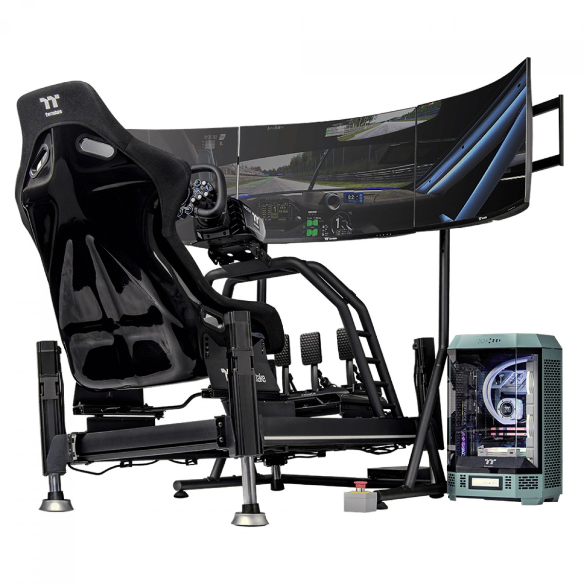 Suporte de Monitor Thermaltake Racing Pro, Compatível Com Cockpit GR500, Para Até 3 Monitores de 32 Pol, Preto, GSC-MSP-MDSLBB-01