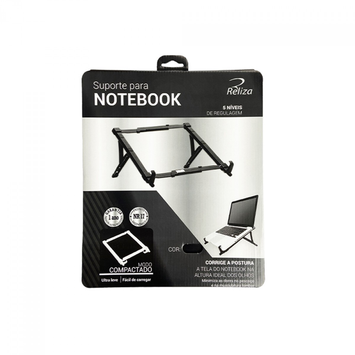 Suporte para Notebook ABS, Reliza, Black, 000026