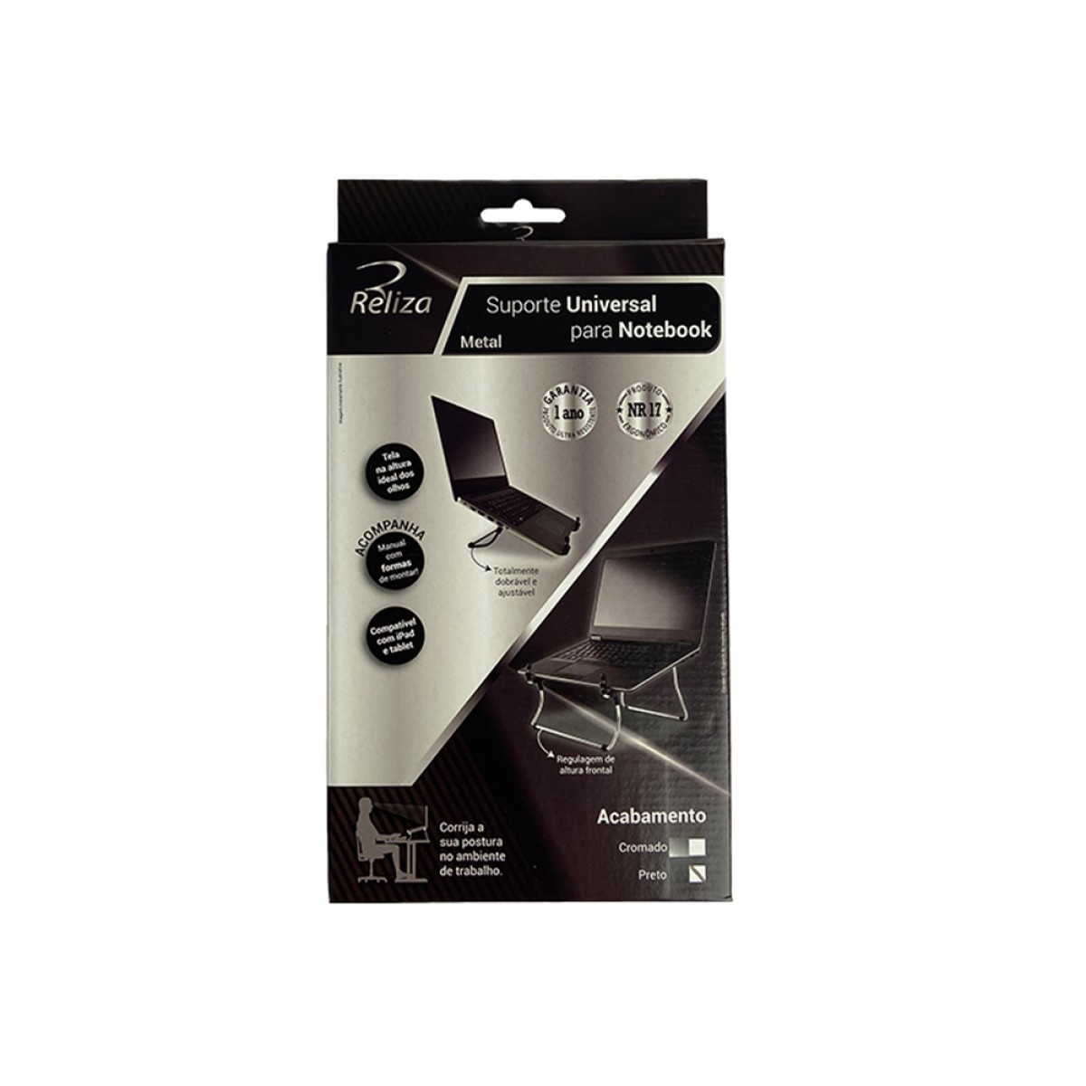 Suporte para Notebook Steel, Reliza, Black, 009616