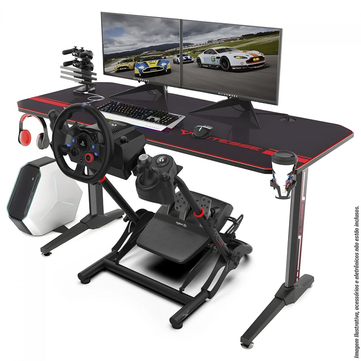 Suporte Para Volante Extreme Simracing SGT, Compatível com Pedais e Câmbio, Preto