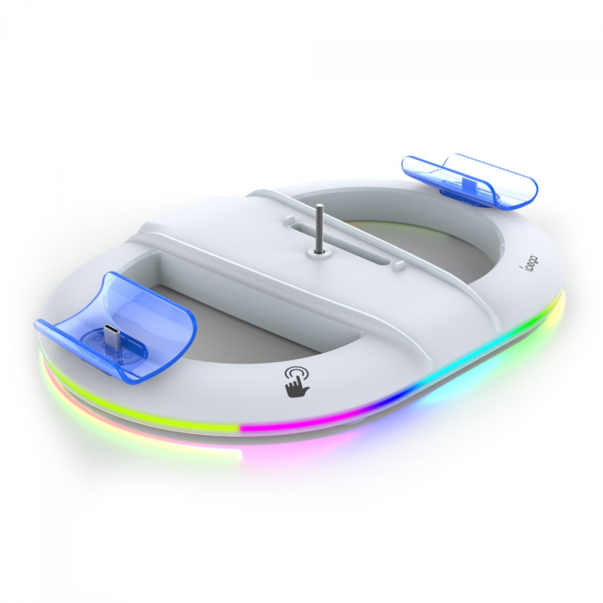 Suporte Vertical Ipega Para PS5 Slim, RGB, Com Dock De Carregamento Para Controle Dualsense e Suporte De Headset, Branco, PG-P5S045