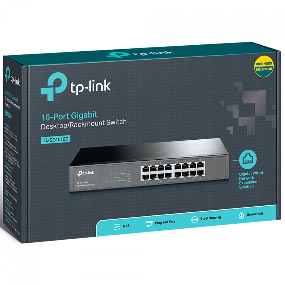 Switch 16 Portas TP-Link Gigabit 10/100/1000 Mbps Rack/Desk, TLSG1016D