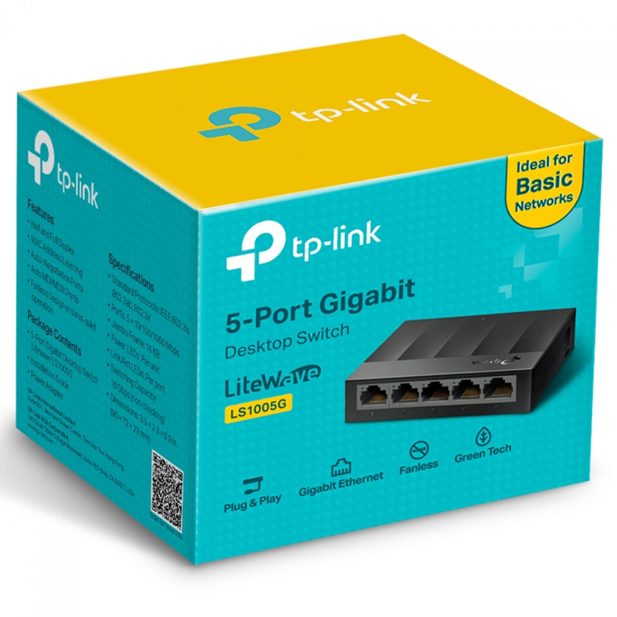 Switch Gigabit De Mesa TP-Link LS1005G, 5 Portas, 10/100/1000Mbps, Ethernet, Black