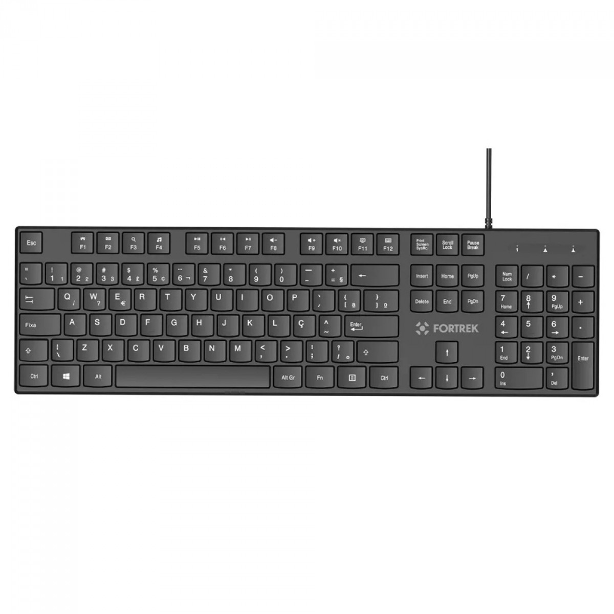Teclado Fortrek K15 Slim, USB, ABNT2, Preto