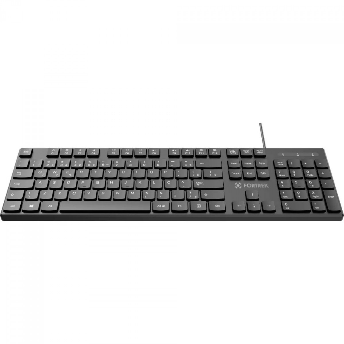 Teclado Fortrek K15 Slim, USB, ABNT2, Preto