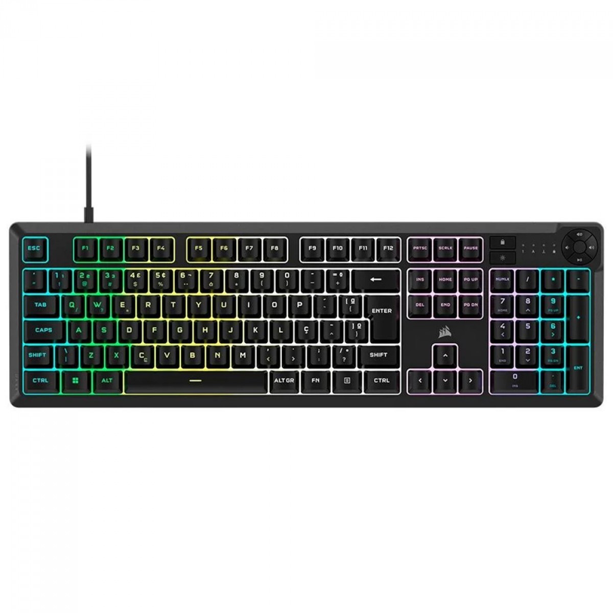 Teclado Gamer Corsair K55 Core, Membrana, RGB, ABNT2, USB, Preto, CH-9226C65-BR