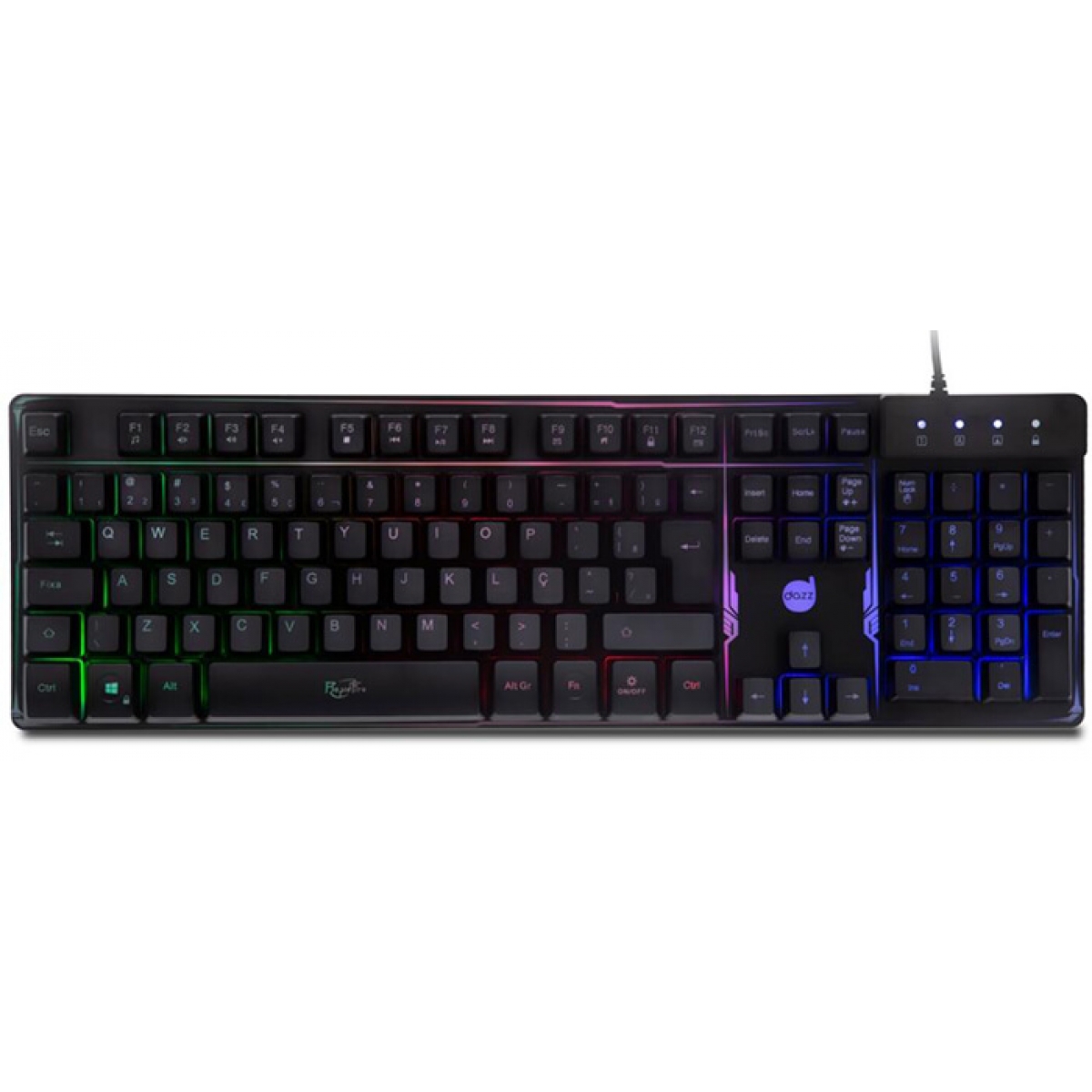 Teclado Gamer DAZZ Rapid Fire Revolution, Rainbow, ABNT2, 625203