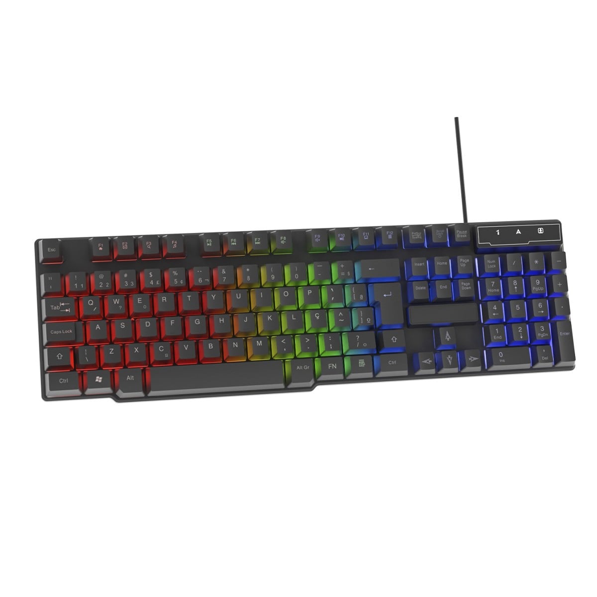 Teclado Gamer Evolut CV01, 100%, Rainbow, Membrana, ABNT2, Preto