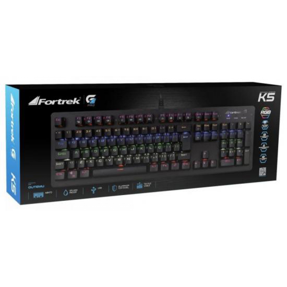 Teclado Gamer Mecânico Fortrek K5 RGB, Switch Blue, ABNT2, Black