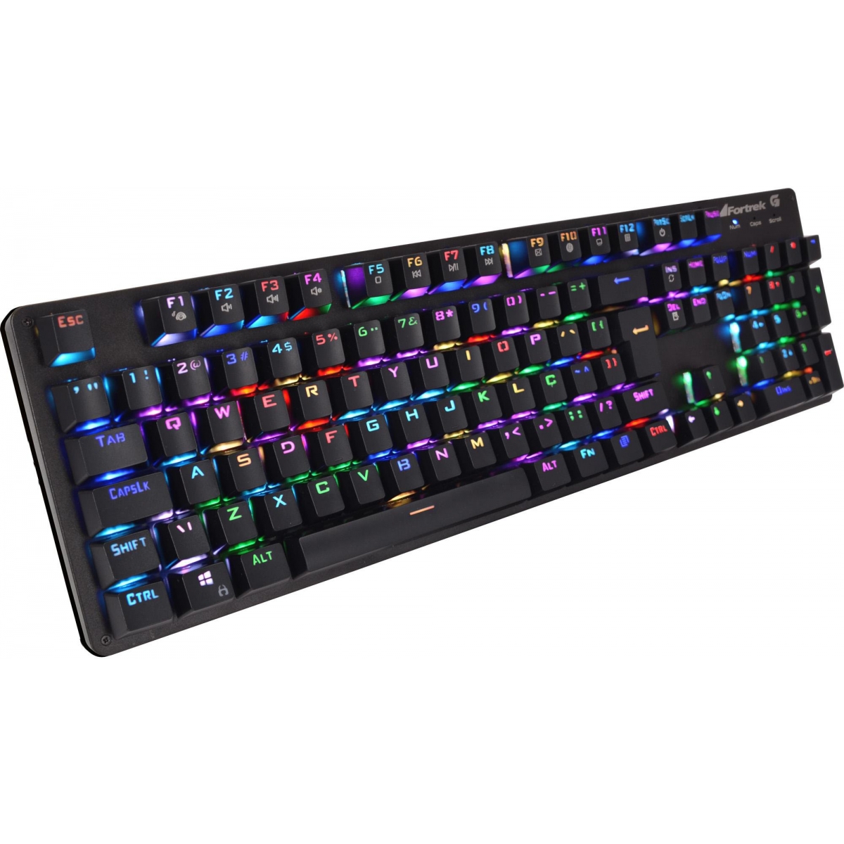 Teclado Gamer Mecânico Fortrek K5 RGB, Switch Blue, ABNT2, Black