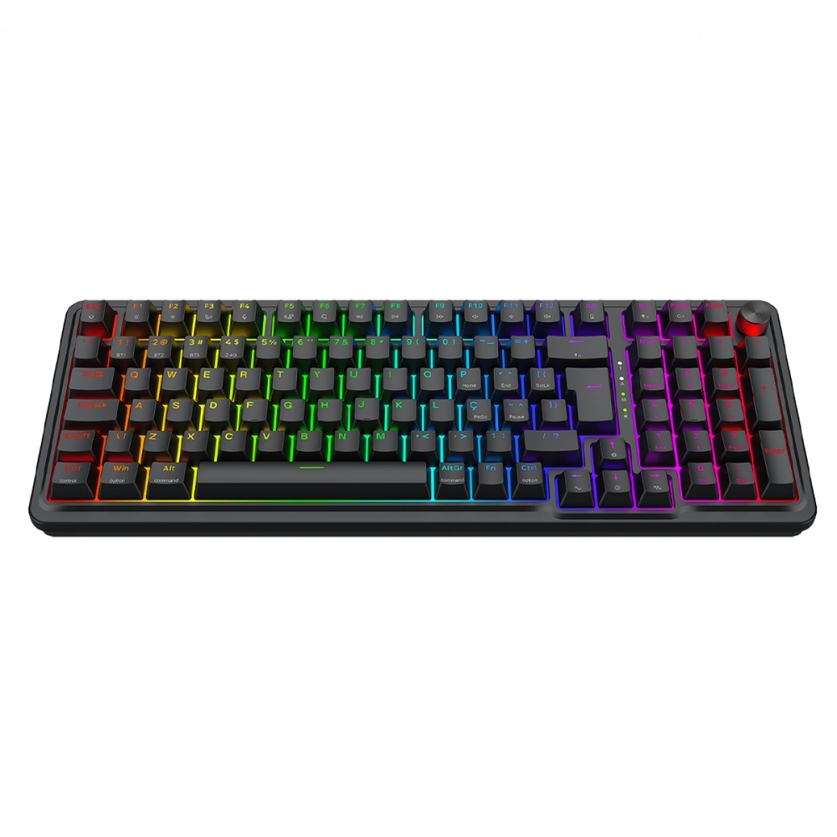 Teclado Gamer Mecânico Redragon Eisa Pro, RGB, Wireless/Bluetooth, Switch Brown, ABNT2, Preto, K686-RGB-PRO