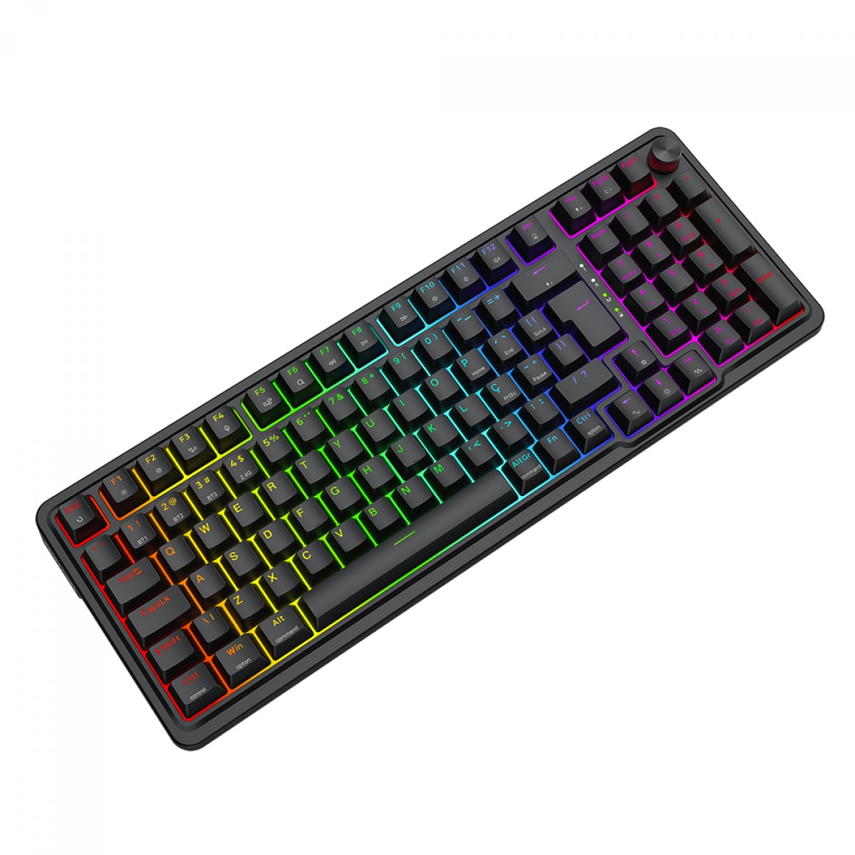 Teclado Gamer Mecânico Redragon Eisa Pro, RGB, Wireless/Bluetooth, Switch Brown, ABNT2, Preto, K686-RGB-PRO