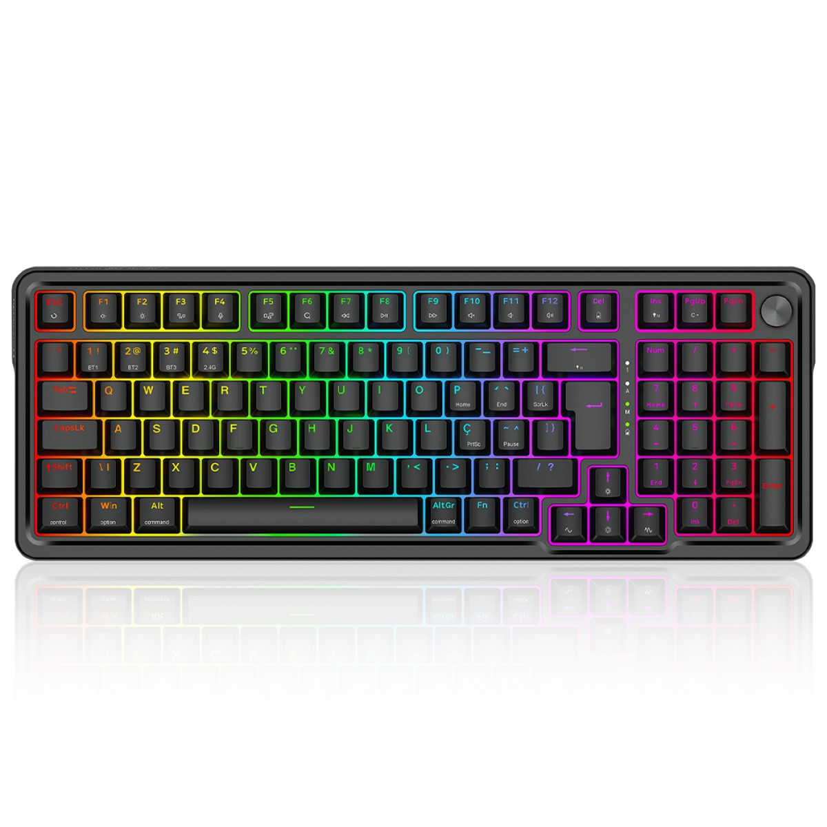 Teclado Gamer Mecânico Redragon Eisa Pro, RGB, Wireless/Bluetooth, Switch Brown, ABNT2, Preto, K686-RGB-PRO