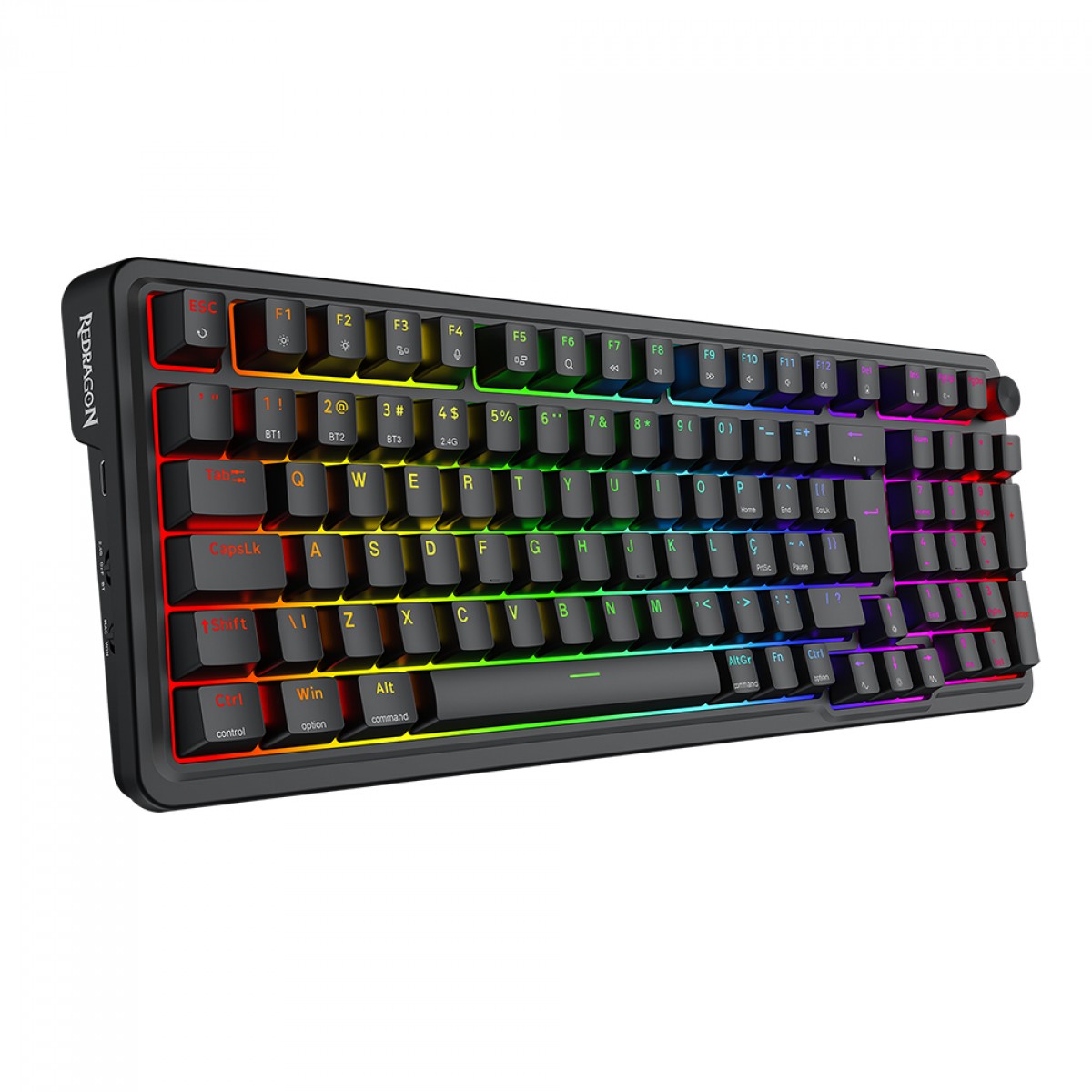 Teclado Gamer Mecânico Redragon Eisa Pro, RGB, Wireless/Bluetooth, Switch Brown, ABNT2, Preto, K686-RGB-PRO