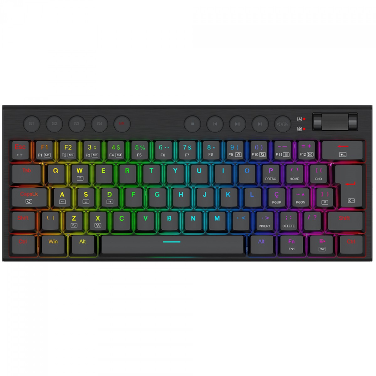 Teclado Gamer Mecânico Redragon Horus Mini, RGB, Low Profile, USB, Switch Brown, ABNT2, 60%, Preto, K632-RGB (PT-BROWN)