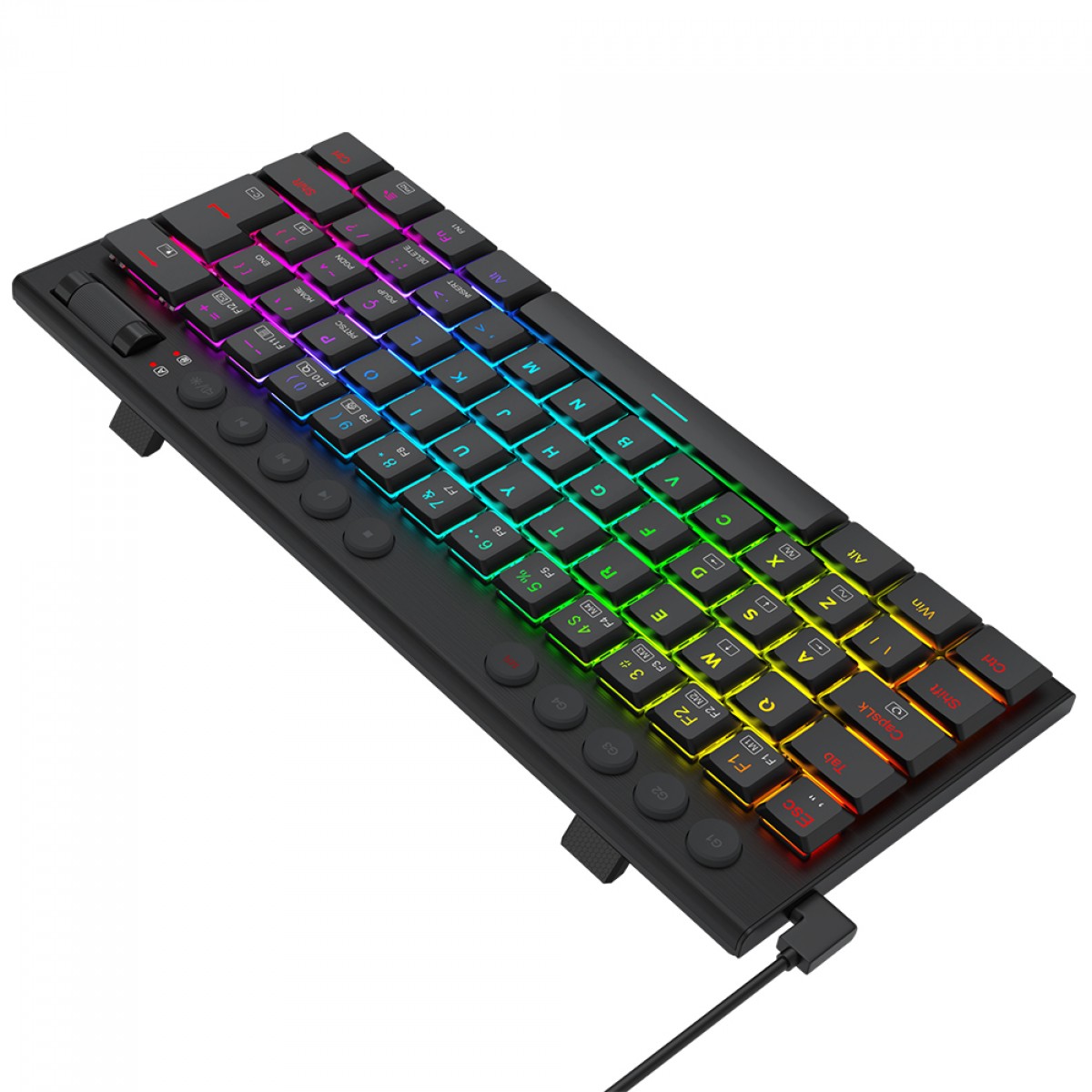 Teclado Gamer Mecânico Redragon Horus Mini, RGB, Low Profile, USB, Switch Brown, ABNT2, 60%, Preto, K632-RGB (PT-BROWN)