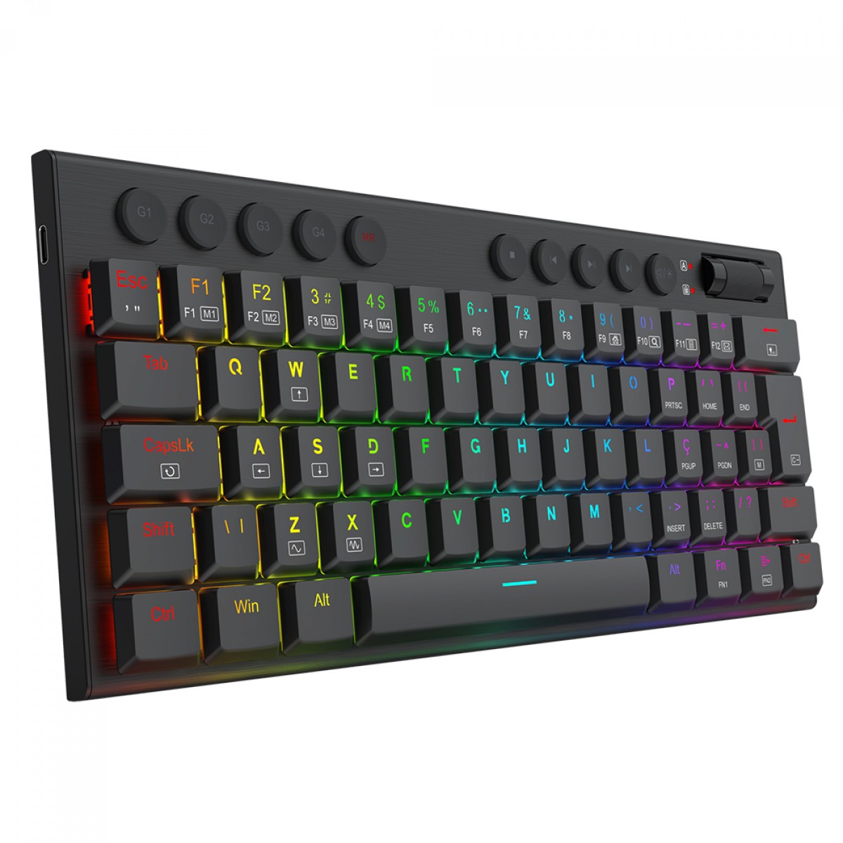 Teclado Gamer Mecânico Redragon Horus Mini, RGB, Low Profile, USB, Switch Brown, ABNT2, 60%, Preto, K632-RGB (PT-BROWN)
