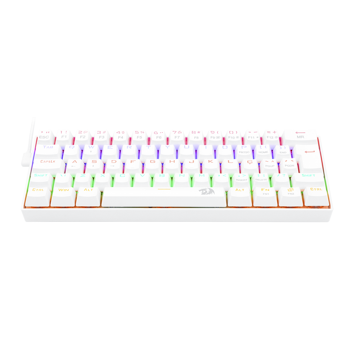 Teclado Gamer Mecânico Redragon Lakshmi Lunar White, Rainbow, Switch Blue, ABNT2, K606W-R