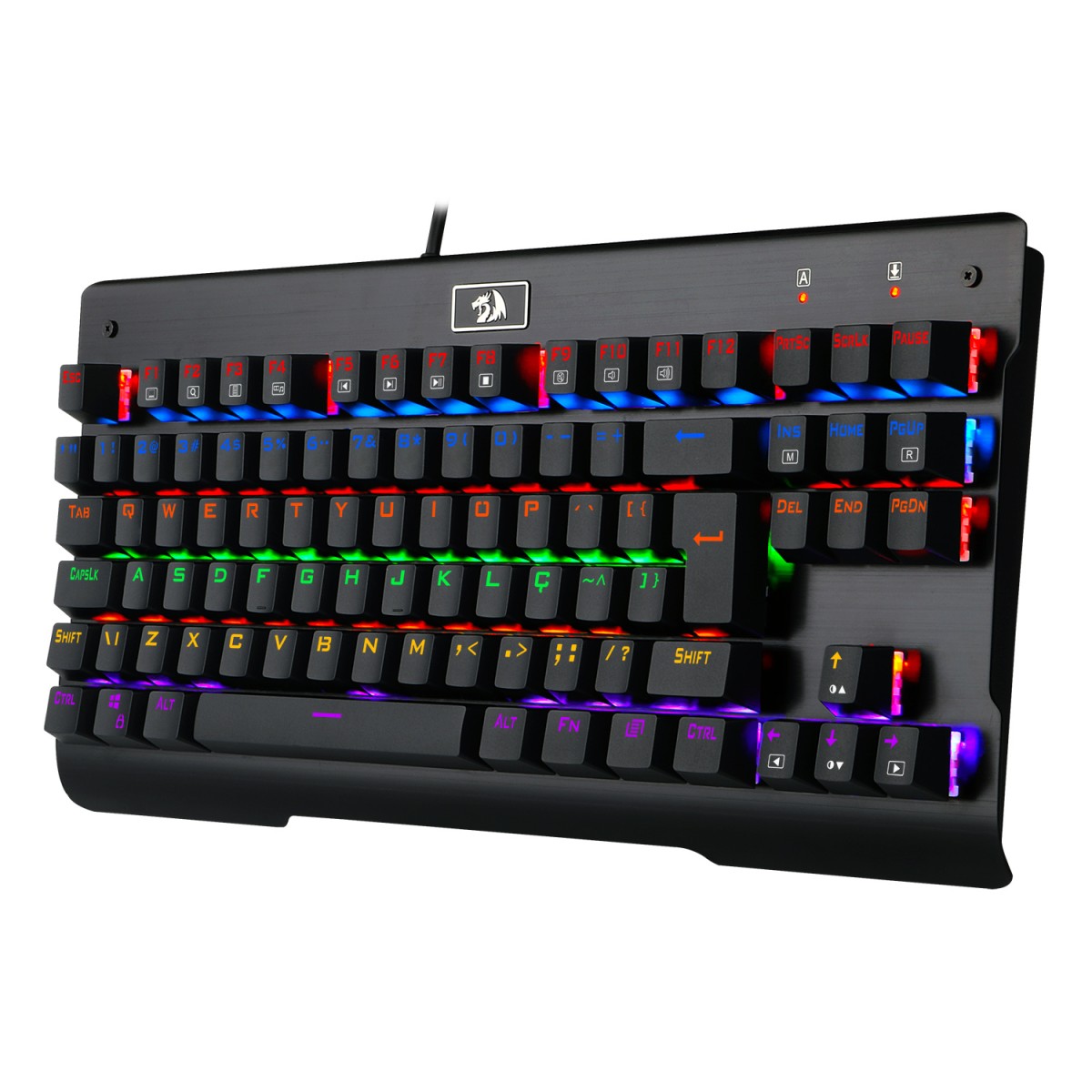 Teclado Gamer Mecânico Redragon Visnu Rainbow, Switch Blue, ABNT2, Black, K561R-2